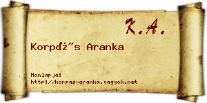 Korpás Aranka névjegykártya